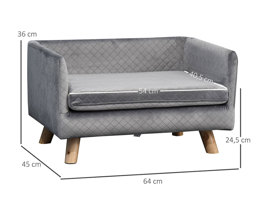 Pohovka pro psy PAWHUT D04-159CG, tmavě šedá, 64x45x36 cm