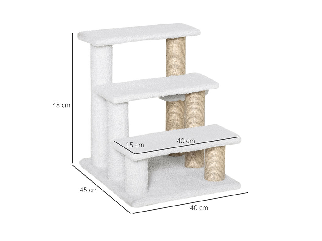 Schůdky pro psy a kočky PAWHUT D06-093V01, bílé, 45x40x48 cm