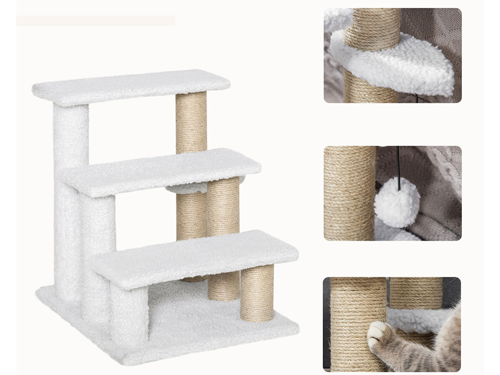 Schůdky pro psy a kočky PAWHUT D06-093V01, bílé, 45x40x48 cm