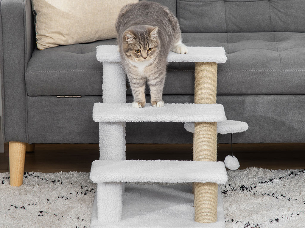 Schůdky pro psy a kočky PAWHUT D06-093V01, bílé, 45x40x48 cm