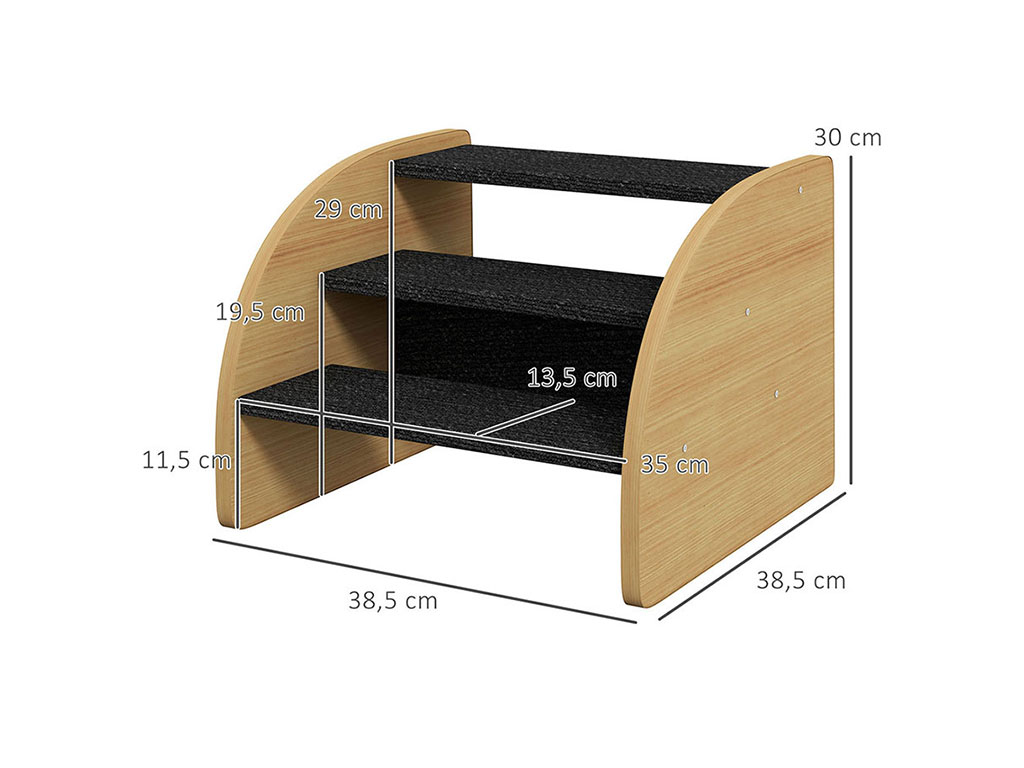 Schůdky pro psy a kočky PAWHUT D06-185V00AK, černé, 38,5x38,5x30 cm