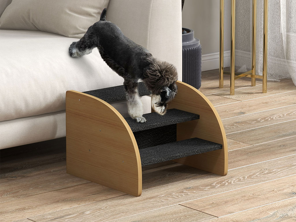 Schůdky pro psy a kočky PAWHUT D06-185V00AK, černé, 38,5x38,5x30 cm