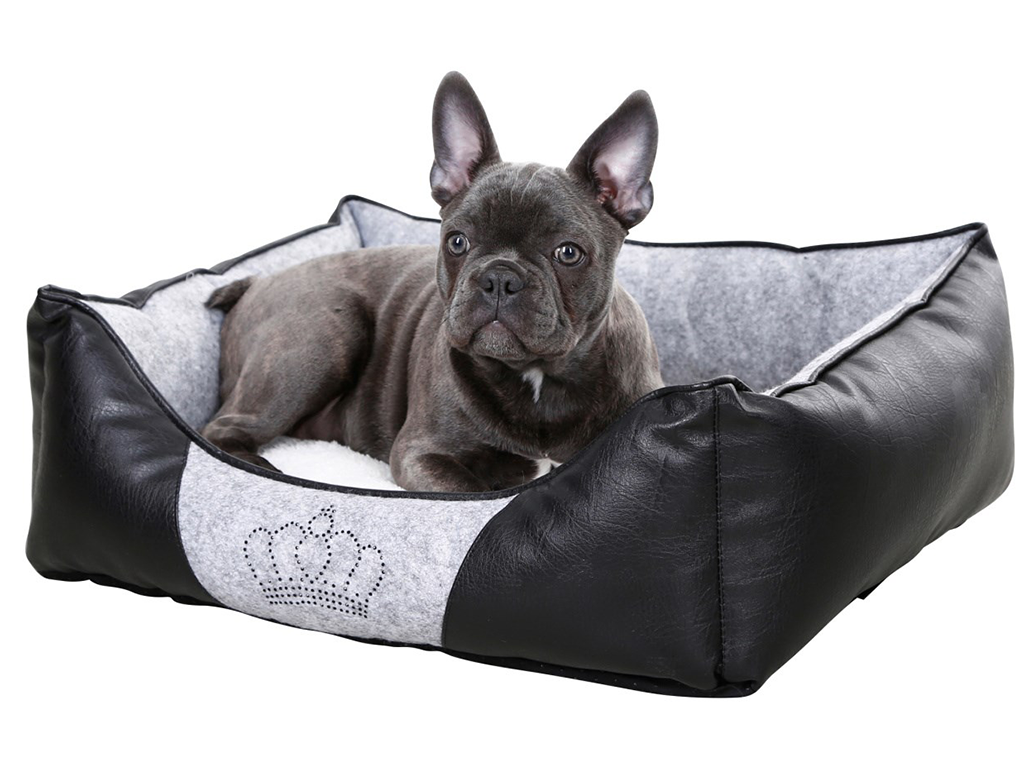 Pelíšek pro psy a kočky KERBL 80361 CHIARA, 55x45x18 cm, světle šedá/černá