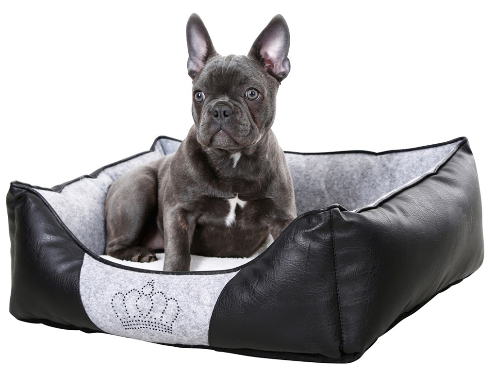 Pelíšek pro psy a kočky KERBL 80361 CHIARA, 55x45x18 cm, světle šedá/černá