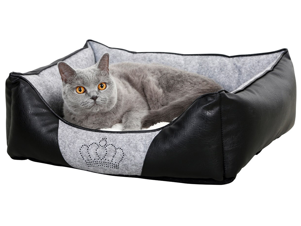 Pelíšek pro psy a kočky KERBL 80361 CHIARA, 55x45x18 cm, světle šedá/černá