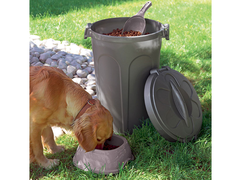 Box na granule pro psy a kočky STEFANPLAST TOM 46l, stříbrný