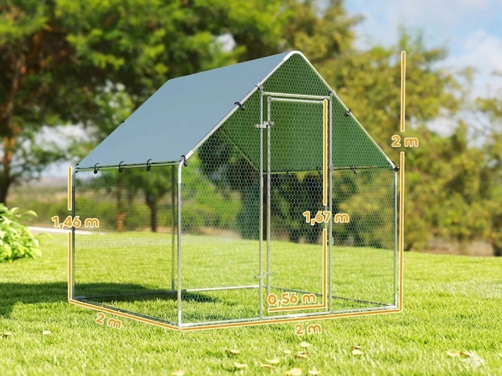 Výběh pro drůbež PAWHUT D51-435V04SR 2x2x2m