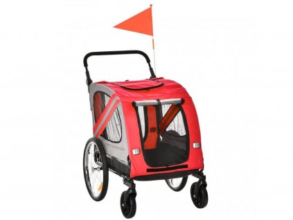 vozik za kolo pro psy 2v1 pawhut d00 144rd cerveny 05