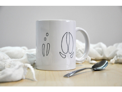 Klasický hrnek - Stopy lesní zvěře - bílé