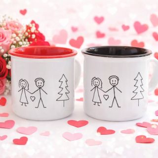 💕 Valentýn je už za měsíc, tak co si pořídit tuhle povedenou dvojku hrnečků 😍 👉 Odkaz na eshop máte v BIU Jde o keramické...