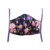 Rouška pro dospělé Černá, Květy (fialová gumička)