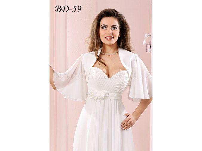 Svatební bolerko s šifonovými rukávy - bílé: BD-59, vel. 2XL