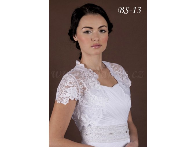 Svatební bolerko z jemné květinové krajky - bílé: BS-13 K