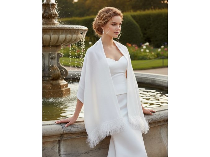 BS-78 bílý svatební šál