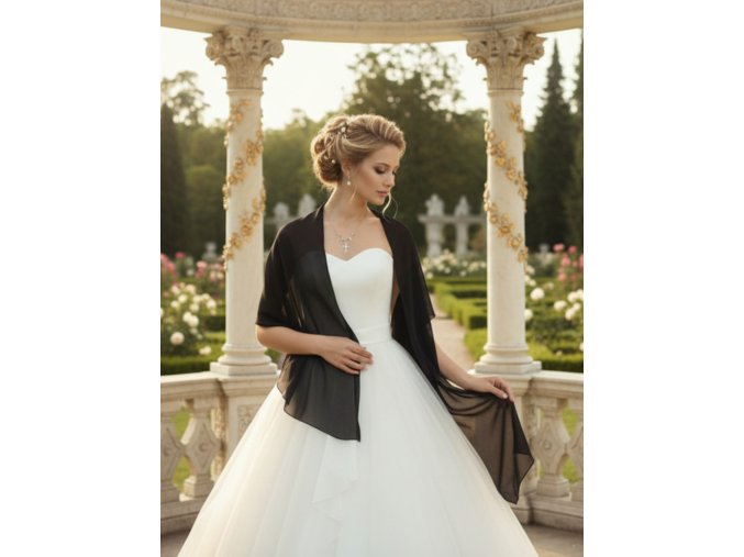 SM-45 černý šál přes šaty