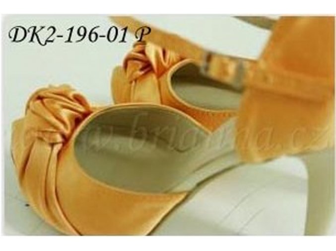 Saténové svatební boty s ozdobným uzlem - pomerančové