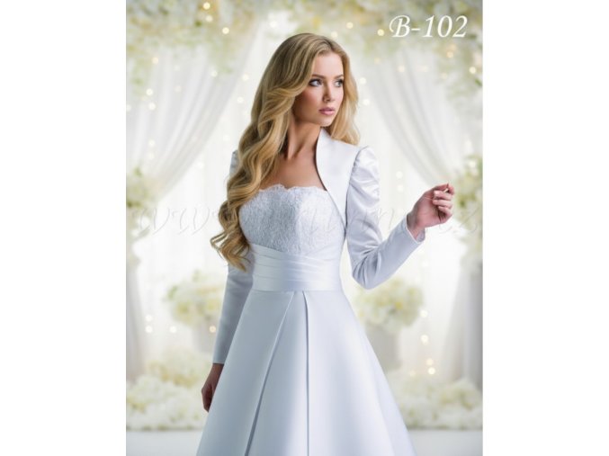 B-102 bílé bolerko s dlouhým rukávem