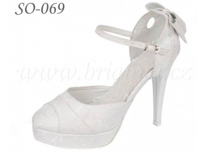 Svatební boty s brokátovým potiskem - bílé: vel. 38, doprodej