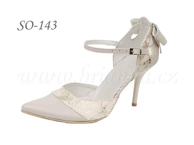Kožené svatební boty - ecru/zlaté: vel. 38, doprodej