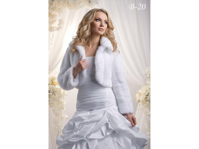B-20 bílý kožíšek na svatbu