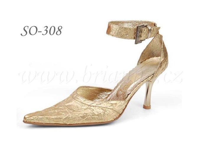 Svatební boty s mačkaným efektem - zlaté: vel. 39, doprodej
