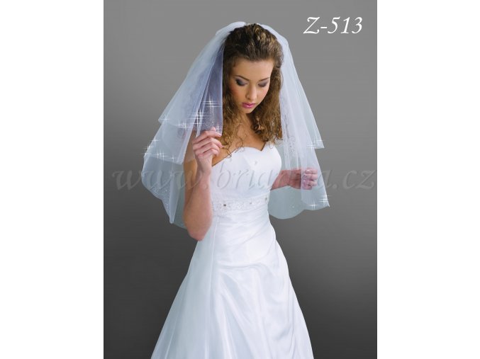Svatební závoj s 2600 malými krystaly Z-513 - ivory