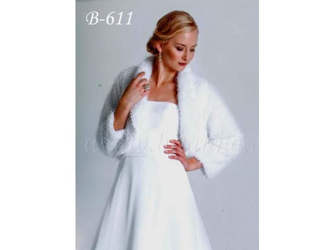 Velurové svatební bolerko - ivory: B-611, vel. L/XL