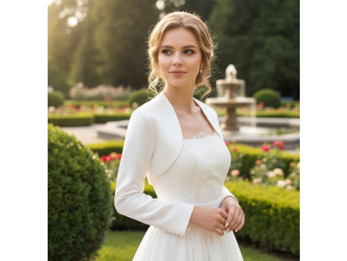 BD-61 bílé bolerko s dlouhým rukávem