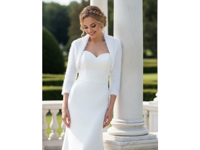 BF-205 bílé bolerko ke svatebním šatům