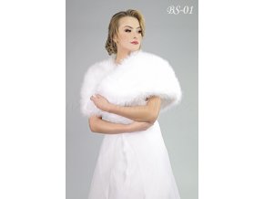 Svatební kožešinový šál - bílý: BS-01
