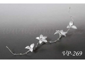 Svatební ozdoba do vlasů - pás do vlasů s květy a krystaly VP-269