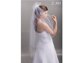 Svatební závoj s krystaly a síťkou: Z-301 ivory