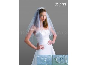 Svatební závoj zdobený 2700 korálky Z-500 bílý, Doprodej