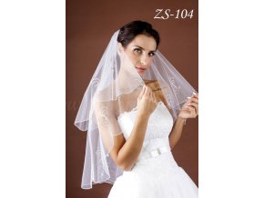 Svatební závoj s výšivkou a krystaly ZS-104 bílý/ivory, doprodej
