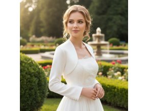 BD-61 bílé bolerko s dlouhým rukávem