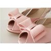 Saténové svatební boty s mašlí - světle růžové