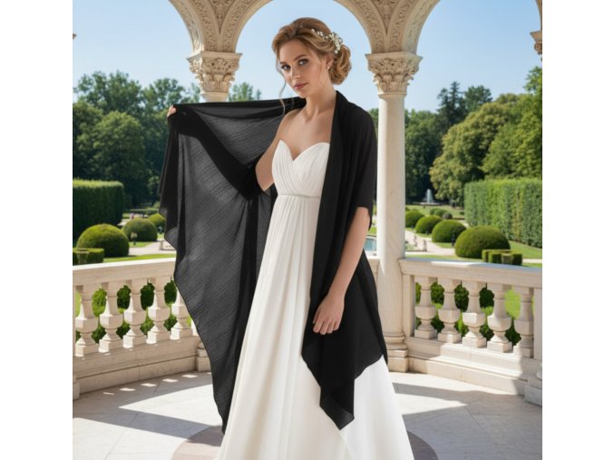 SD-04 čierna šála na šaty