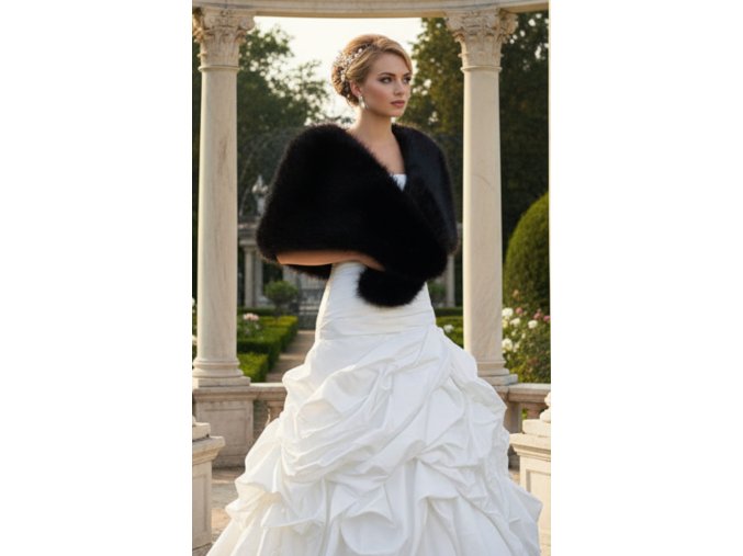 SM-01 čierny kožušinový šál