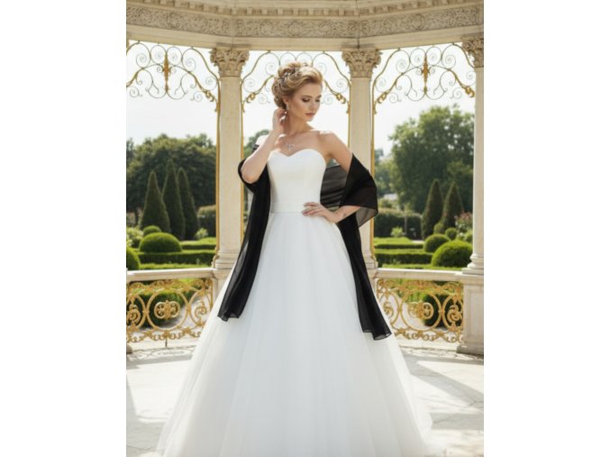 SM-503 čierny šál cez šaty