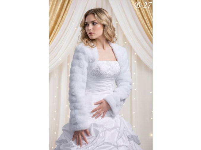 B-27 biely kozusok na svadbu