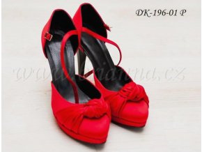 Saténové svatební boty s ozdobným uzlem - červené (Velikost obuvi 42)