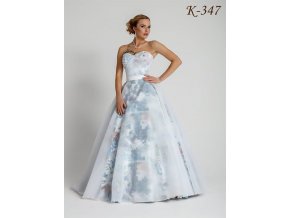 K 347 blue flowers white ivory