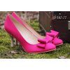 Saténové svatební boty s mašlí - tmavě růžové (Velikost obuvi 42)