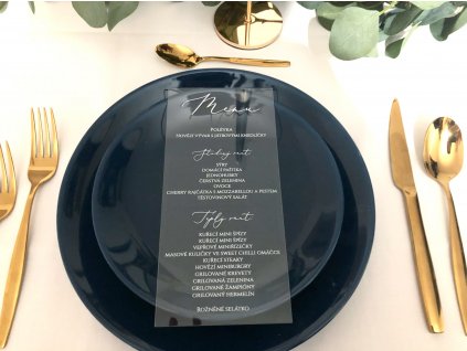 Plexi Menu (Tiskoviny Plexi Menu 9,9 x 21 cm, Barva písma Bílá)