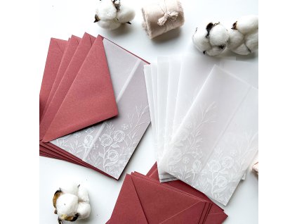 Transparentní přebal s Bílým potiskem - Cotton (Format 10,5 x 21 cm do obálky DL)