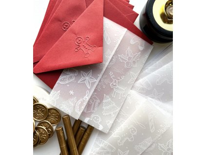 Transparentní přebal s Bílým potiskem - Christmas (Format 10,5 x 21 cm do obálky DL)