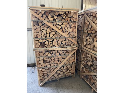 Buk štípaný 25-30cm v kleci skládany 1x1x2m (2 PRMR)