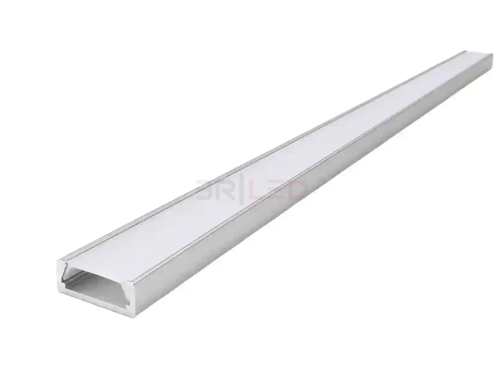 LED profil, Mikro 2, nástěnný, stříbrný + násuvný mléčný difuzor, 1m