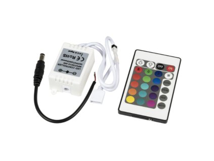 IR Ovladač a přijímač pro RGB LED pásky, 24 tlačítek, 6A, 72W