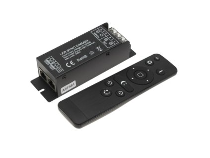 Ovladač/stmívač pro LED pásky, dálkový, 1kanálový, RF 12-24V/25A, RJ45 připojení